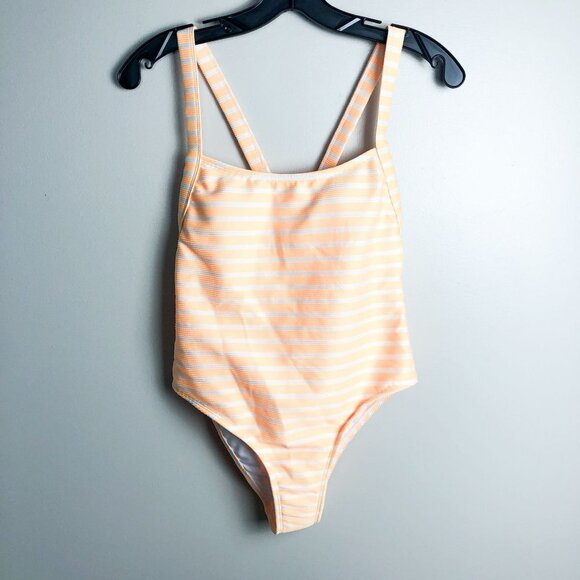 NWOT Xhilaration Striped Square Neck Ribbed One Piece Swimsuit Medium - Picture 1 of 8